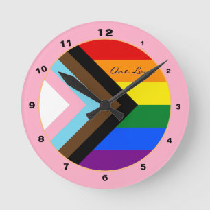 Progress Rainbow flag fashion, Pride / LGBTQ Round Clock