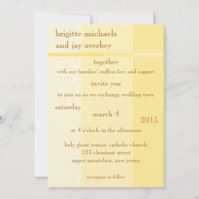 Progression jaune Faire-part de mariage moderne (Dos)