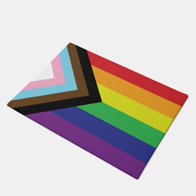 Progressive LGBTQIA Flag Doormat (Angled)