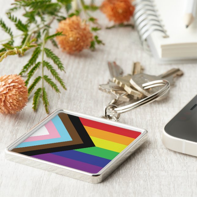Progressive LGBTQIA Flag Keychain (Side)