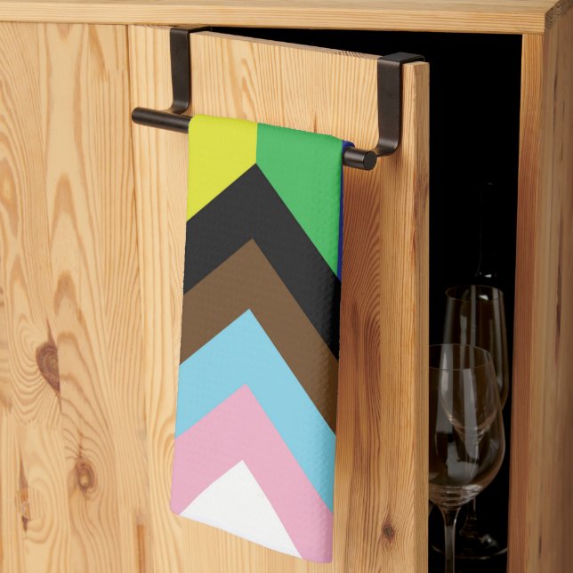 Progressive LGBTQIA Flag Kitchen Towel (Thirds Fold)