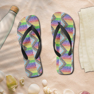 Progressive Rainbow Flag LGBT Gay Script Flip Flops