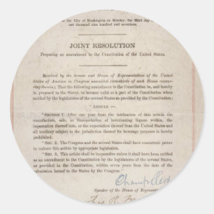 Prohibition 18th Amendment Classic Round Sticker