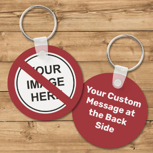 Prohibition Circle Sign with Custom Text and Image Keychain
