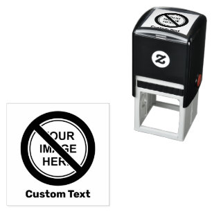 Prohibition Circle Sign with Custom Text and Image Self-inking Stamp