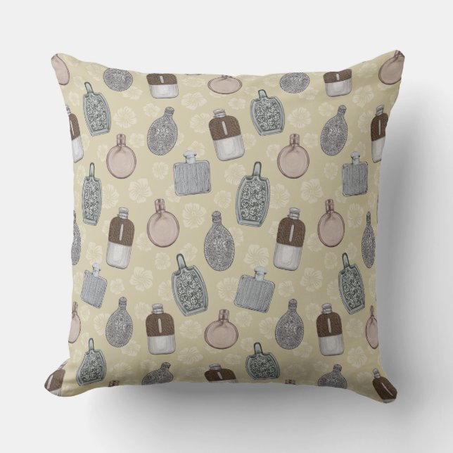 Prohibition Hip Flasks Pattern Throw Pillow (Front)