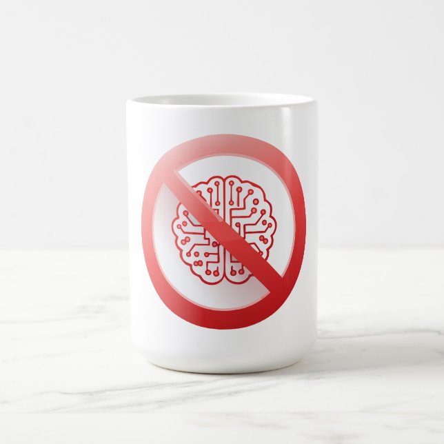 Prohibition sign of using artificial intelligence coffee mug (Center)