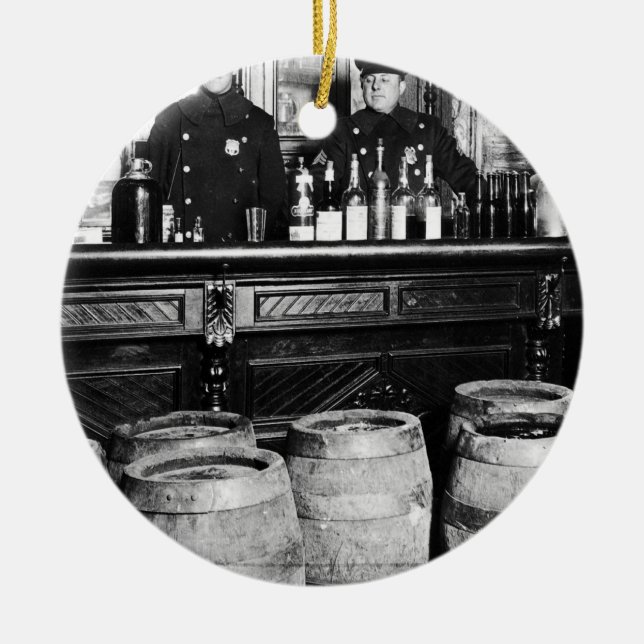 Prohibition - Speakeasy Police Raid Bootlegger - M Ceramic Ornament (Front)