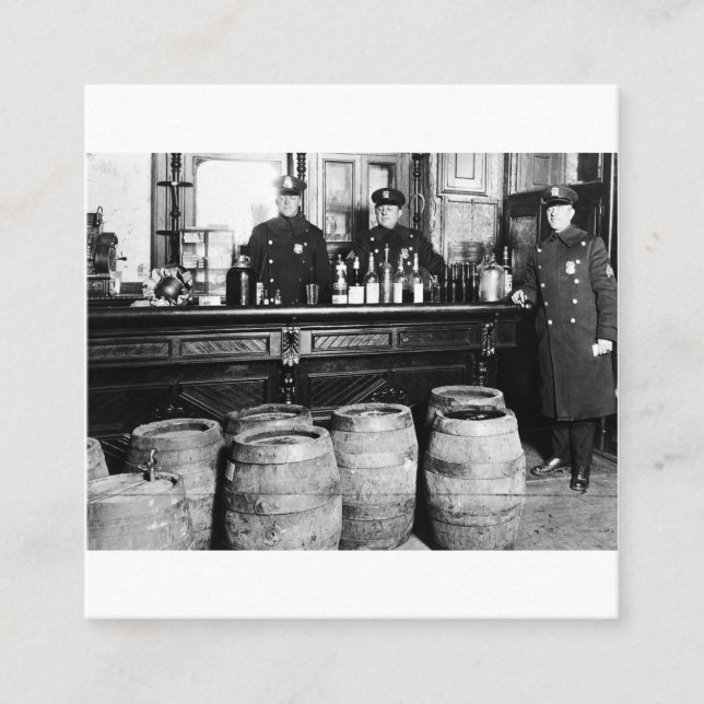 Prohibition - Speakeasy Police Raid Bootlegger - M Square Business Card (Front)
