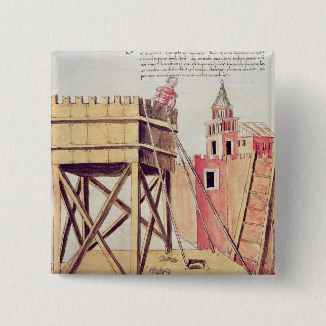 Project for a siege tower 2 inch square button (Front)