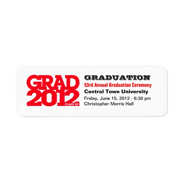 Project Graduation Class of 2012 Label Red (Front)