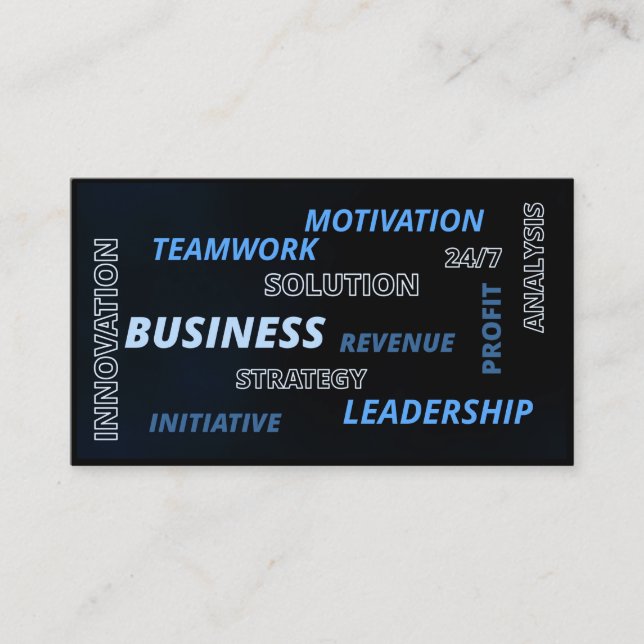 Project management business solutions expert terms business card (Front)