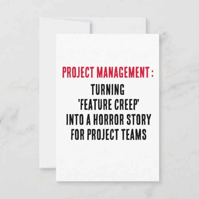 Project Management Turning 'feature creep' into  Thank You Card (Front)