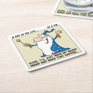 Project Manager Magical Powers Square Paper Coaster
