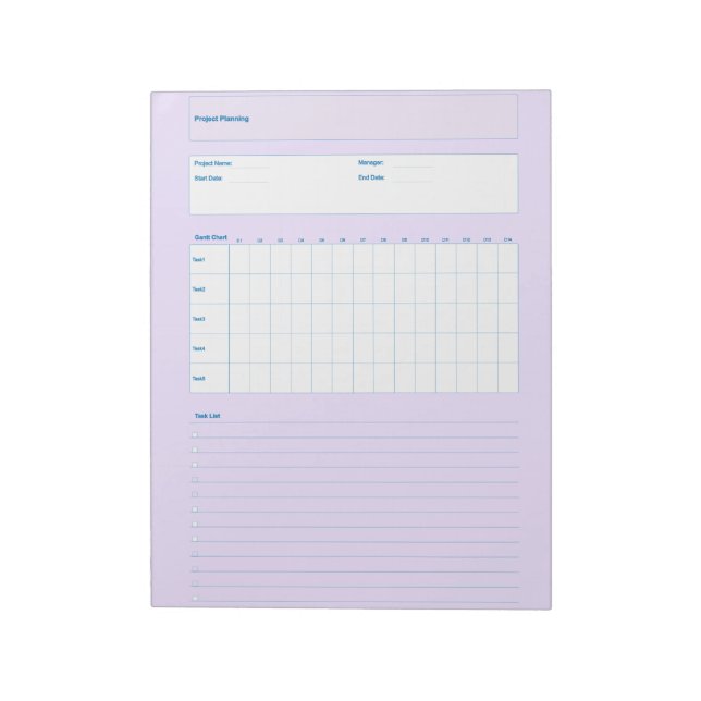 Project Planning Template, Printable Planner Sheet Notepad (Rotated)