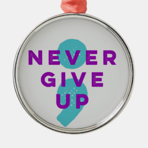 Project Semicolon Never Give Up Suicide Prevention Metal Ornament