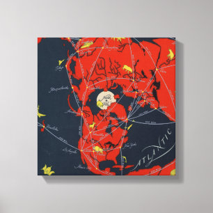 Projected Global Air Routes World Canvas Print