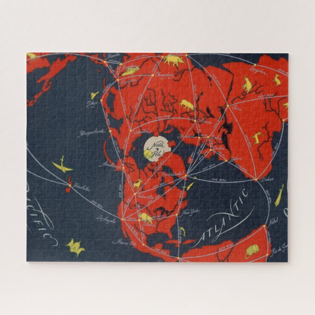 Projected Global Air Routes World Jigsaw Puzzle (Horizontal)
