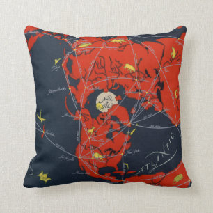 Projected Global Air Routes World Throw Pillow