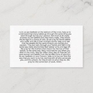Prolife prayer For the stations of the cross Business Card