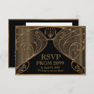 PROM RSVP, Great Gatsby, gold on black Invitation