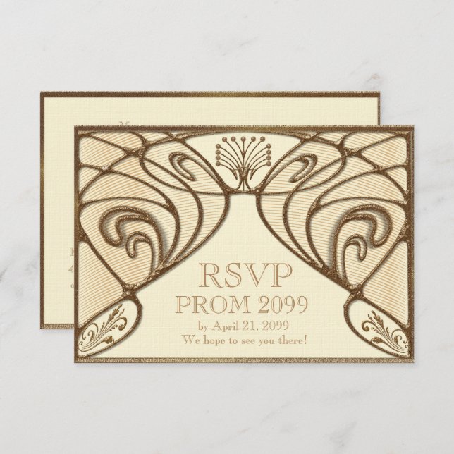 PROM RSVP, Great Gatsby, gold on ivory Invitation (Front/Back)