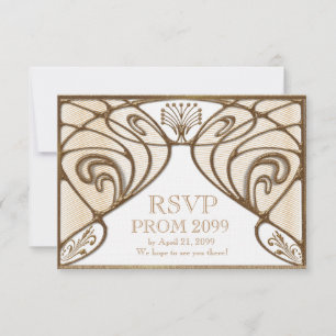 PROM RSVP, Great Gatsby, gold on white RSVP Card