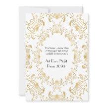 Prom Senior, Art Deco, Flowers Stylized,white gold