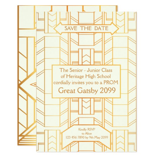 Prom Senior-Junior, Great Gatsby, Gold, ivory Card