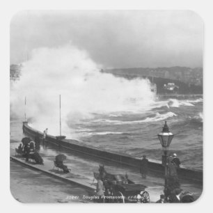 Promenade at Douglas, early 20th century Square Sticker