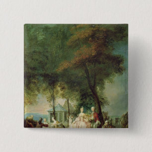 Promenade at Longchamp, c.1760 2 Inch Square Button