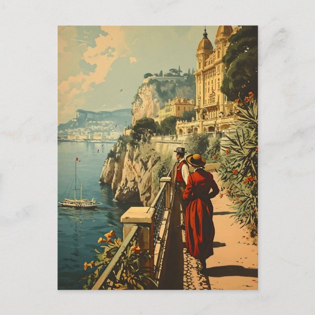 Promenade Côte d'Azur : Carte postale Vintage (Devant)