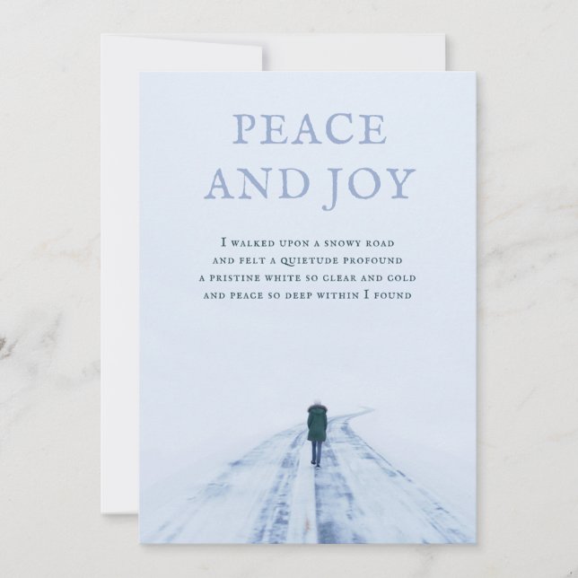 Promenade Sur Snowy Road Peace Poem Carte de vacan (Devant)
