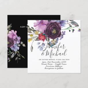 Promesse violette Invitations Mariage Floral moder