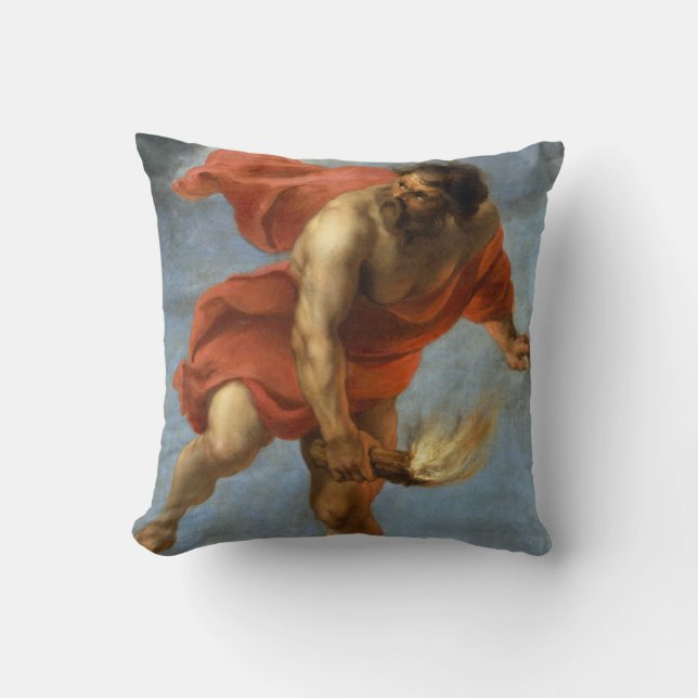 Prometheus Carrying Fire Throw Pillow (Front)