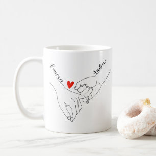 Promise Holding Hands With Names Valentine's Day Coffee Mug