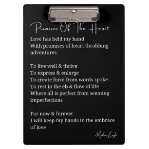 Promises of the heart love poem poster wall art  clipboard