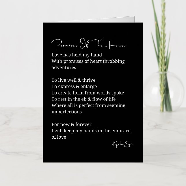 Promises of the heart love poem poster wall art  foil greeting card (Front)