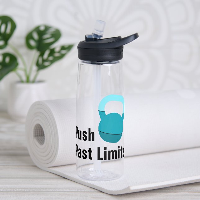 Promo Athlete Coach Kettlebell Push Past Limits Water Bottle (Yoga (Rotated))