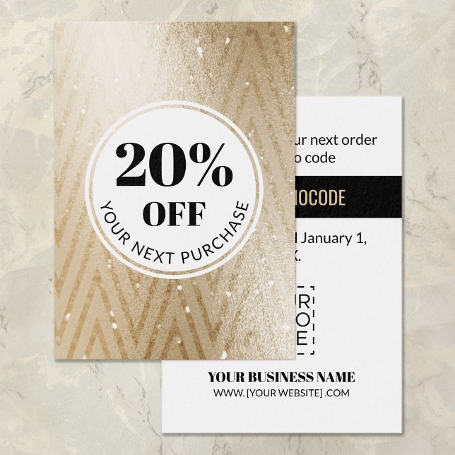 Promo Code Gold Chevron Motif cartes de réduction (Créateur téléchargé)