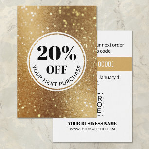 Promo Code Gold Faux Parties scintillant Cartes de