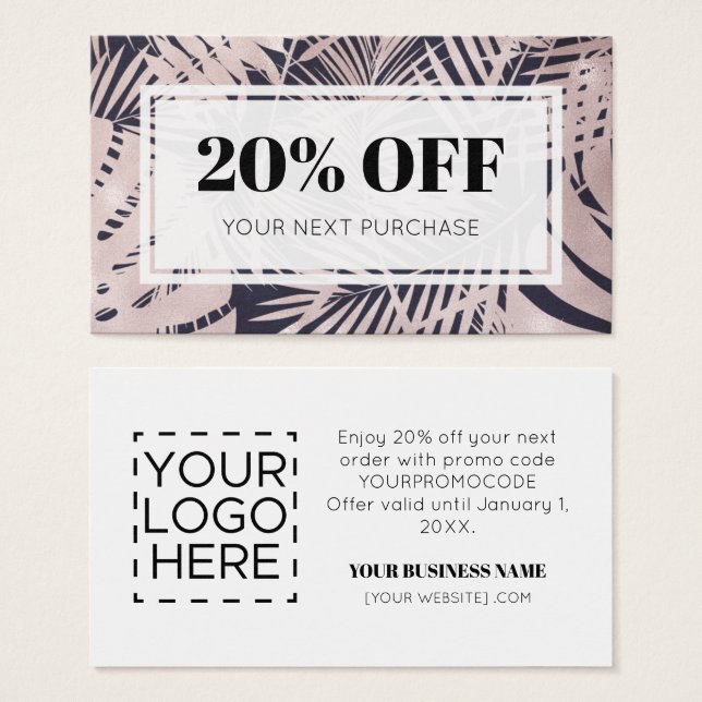 Promo Code Logo Tropical Discount Cards (Front & Back)