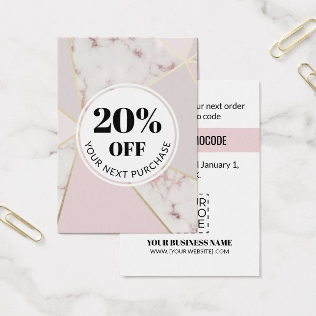 Promo Code Marbre rose Cartes de réduction géométr (Bureau)