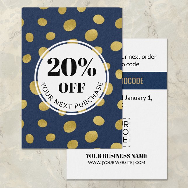 Promo Code Marine Blue Gold Cercles Carte de réduc (Créateur téléchargé)