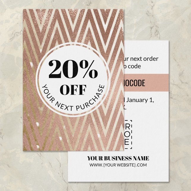 Promo Code Rose Gold Chevron Cartes de réduction (Créateur téléchargé)
