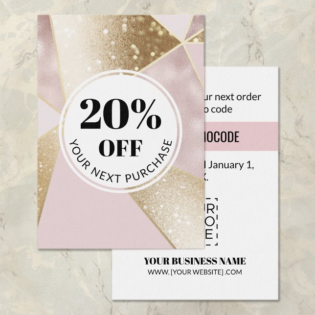 Promo Code Rose Or Géométrique Cartes de réduction (Créateur téléchargé)