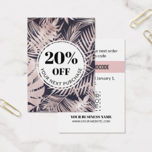 Promo Code Tropical Navy Blue Pink Discount Cards