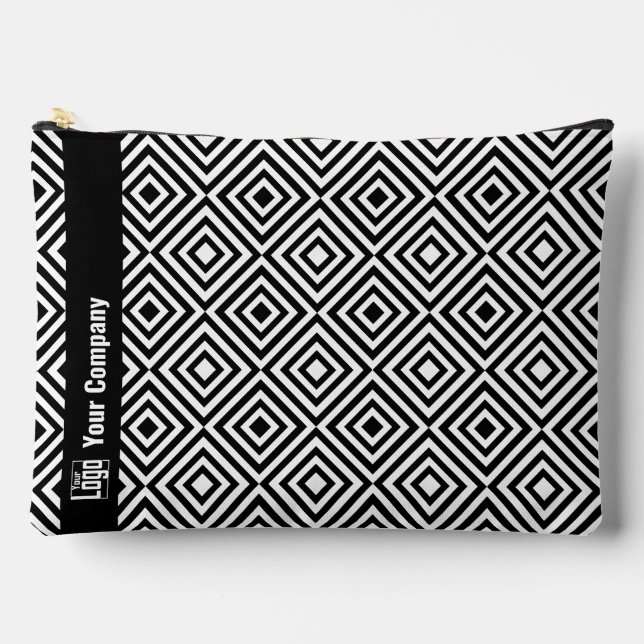 Promo Company Logo Name Black & White Pattern Accessory Pouch (Front)