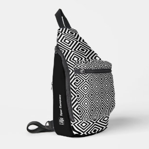 Promo Company Logo Name Black & White Pattern Sling Bag