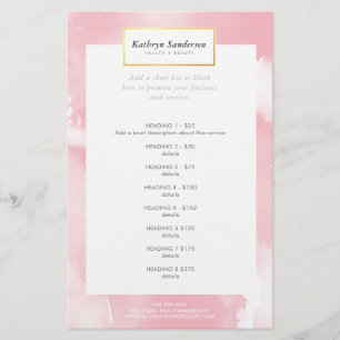 PROMO PRICE SERVICE LIST blush pink watercolor Flyer